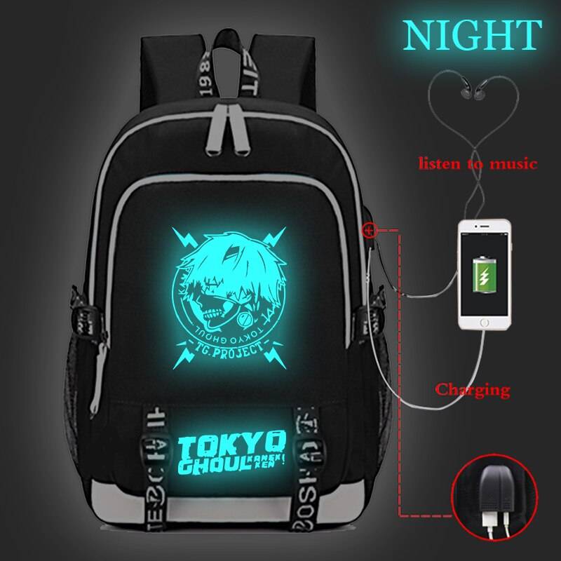 Funnyy Tokyo Ghoul Re Multifunctional Laptop Bag Portable One Shoulder Shockproof Backpack Black 